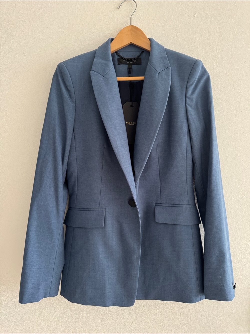 rag & bone Slate Blue Single-Button Women's Hazel Blazer